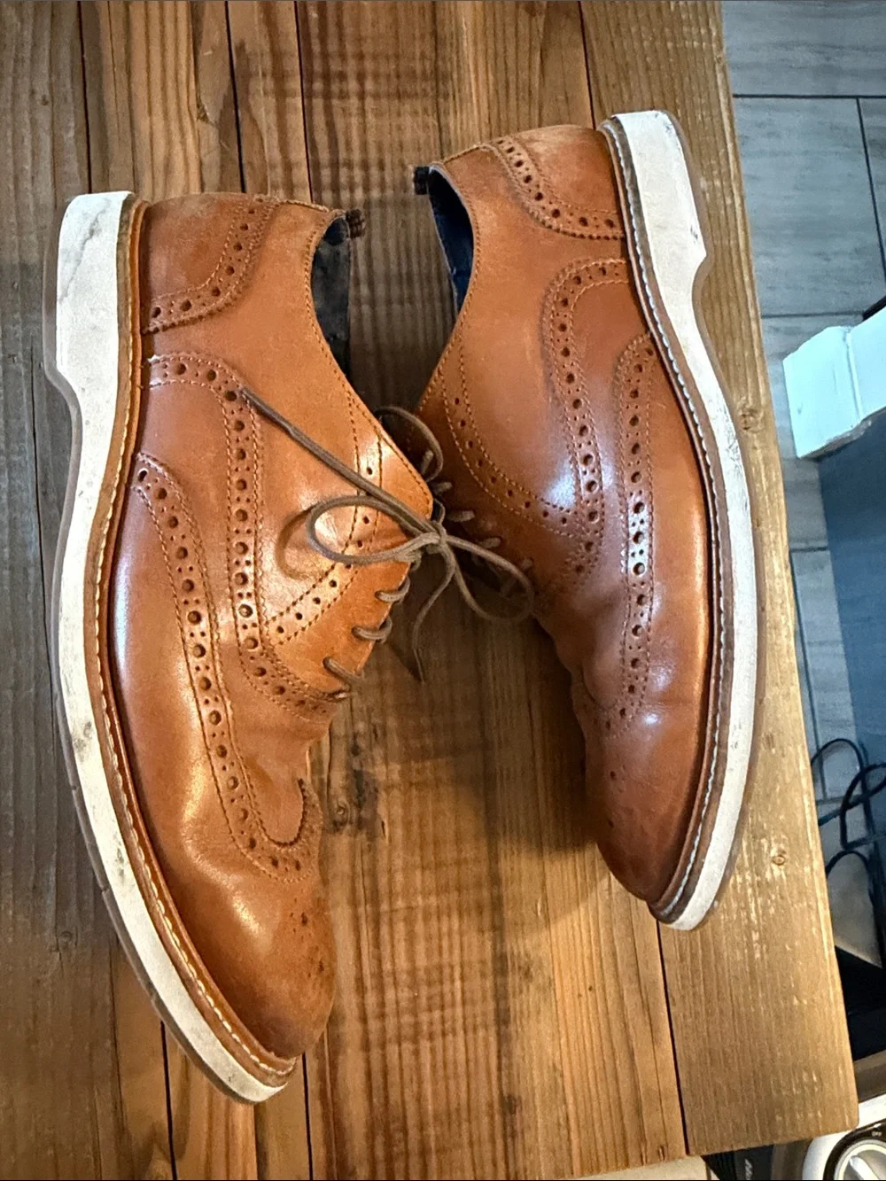Cole Haan Brown Leather Wingtip Derby Oxford